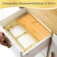 Vista 6 de Thyle Juego de 2 bandejas de servir de 3 niveles rectangulares de bambú escalonadas, juego de exhibición de mesa de postre con 4 pinzas y estante