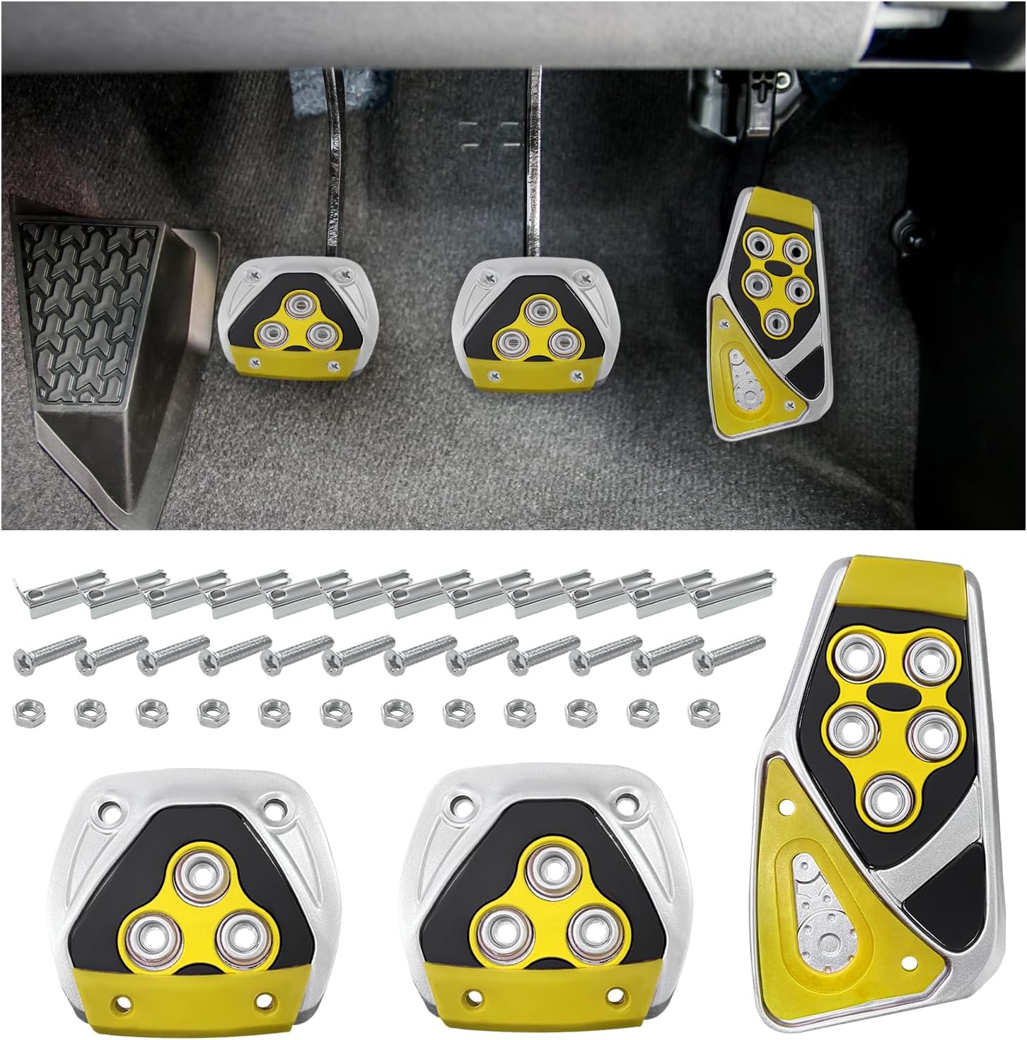 Sylvil 3 PCS Non Slip Car Pedal Pads, Manual Transmission