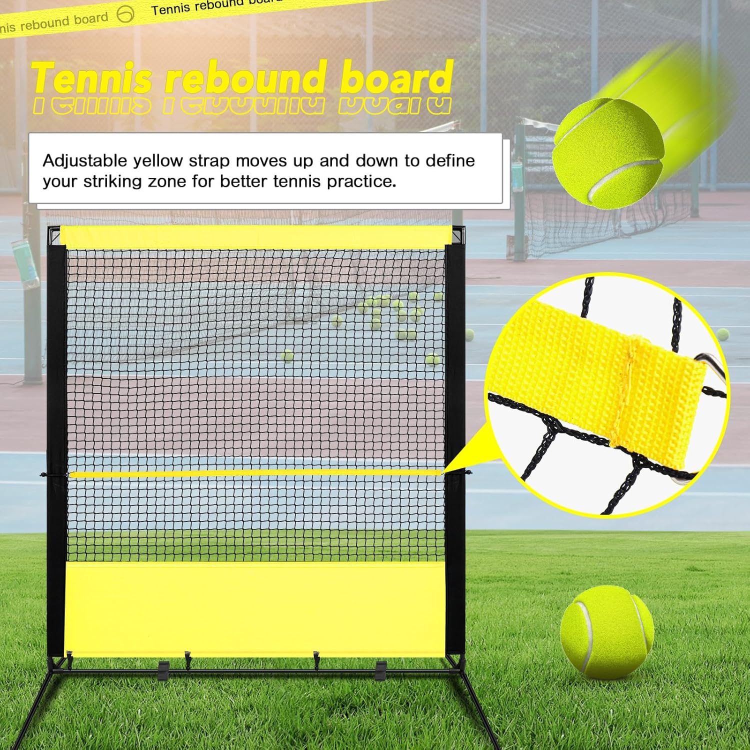 Tennis Rebounder Net 6 x 6.7ft Baseball Practice Rebounder Wall Ideal for Tennis, Baseballs, Softballs, Lacrosse, Hockey