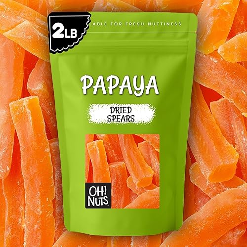 Miniatura 7 de Oh! Nuts Pelanzas de papaya secas Bolsa a granel de 2 libras para rebanadas de papaya deshidratadas para aperitivos y hornear, revestimiento
