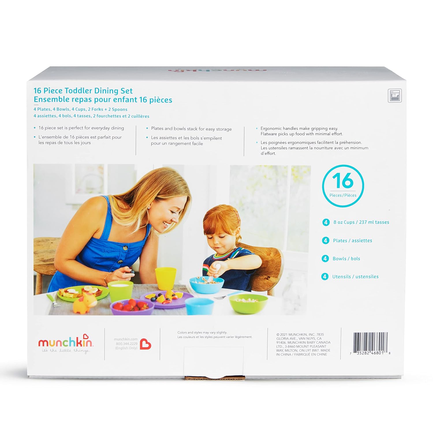 Munchkin® 16pc Baby and Toddler Feeding Supplies Set - Includes Plates, Bowls, Cups and Utensils : Baby