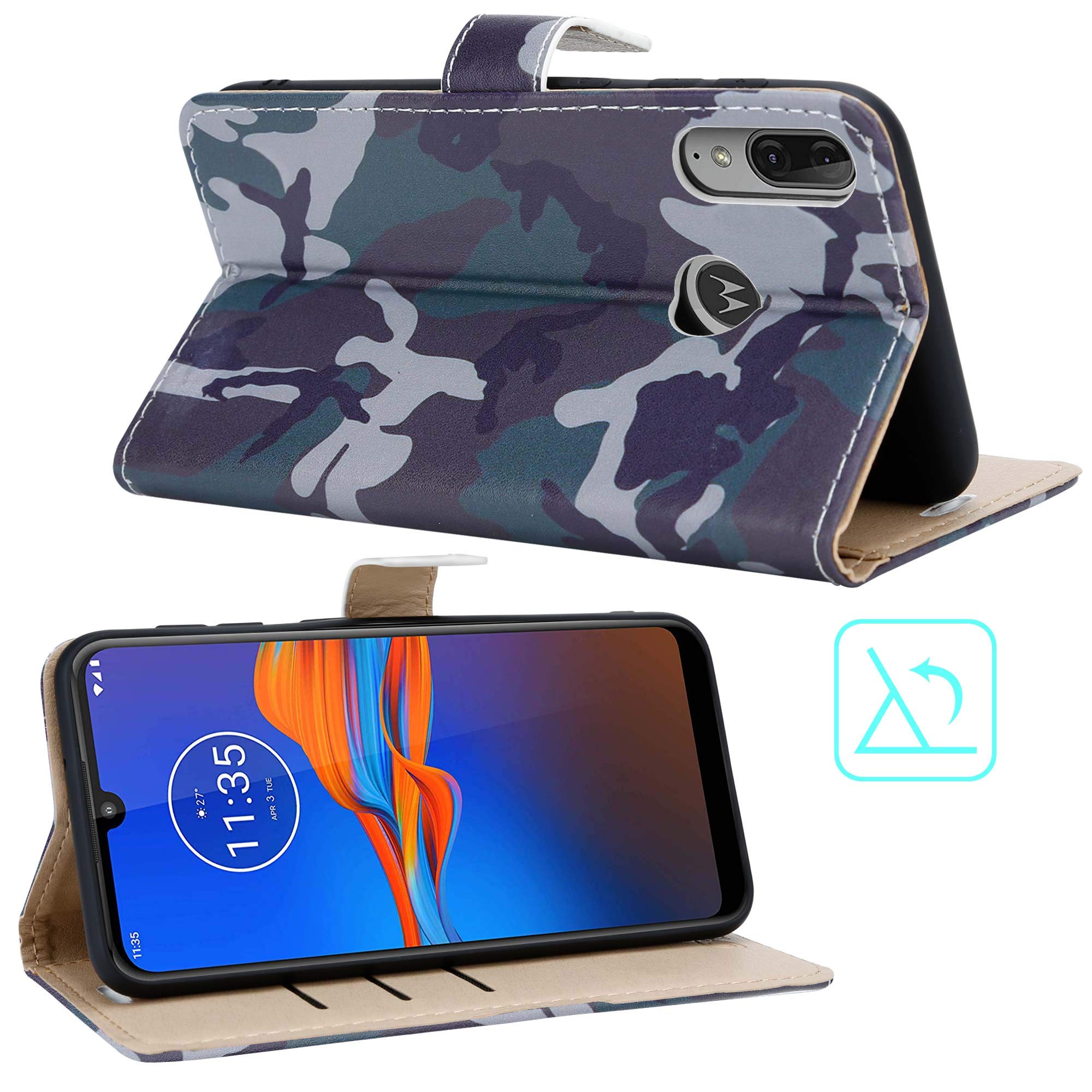 Case For Motorola Moto E6 Plus Leather Wallet Flip Shockproof BOOK Phone Cover - Picture 22 of 23