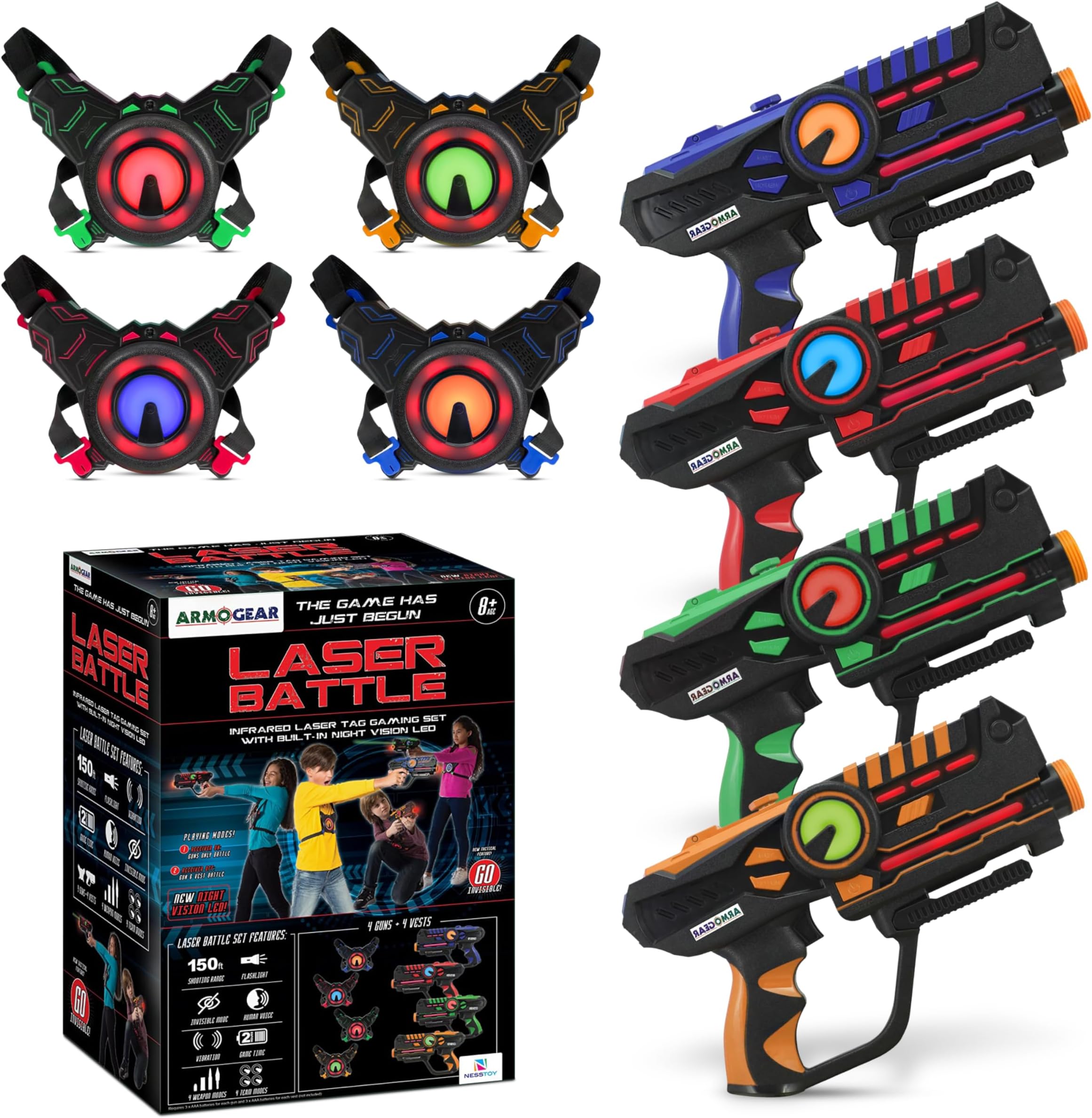 Laser Tag 4 Pack with Guns & Vests