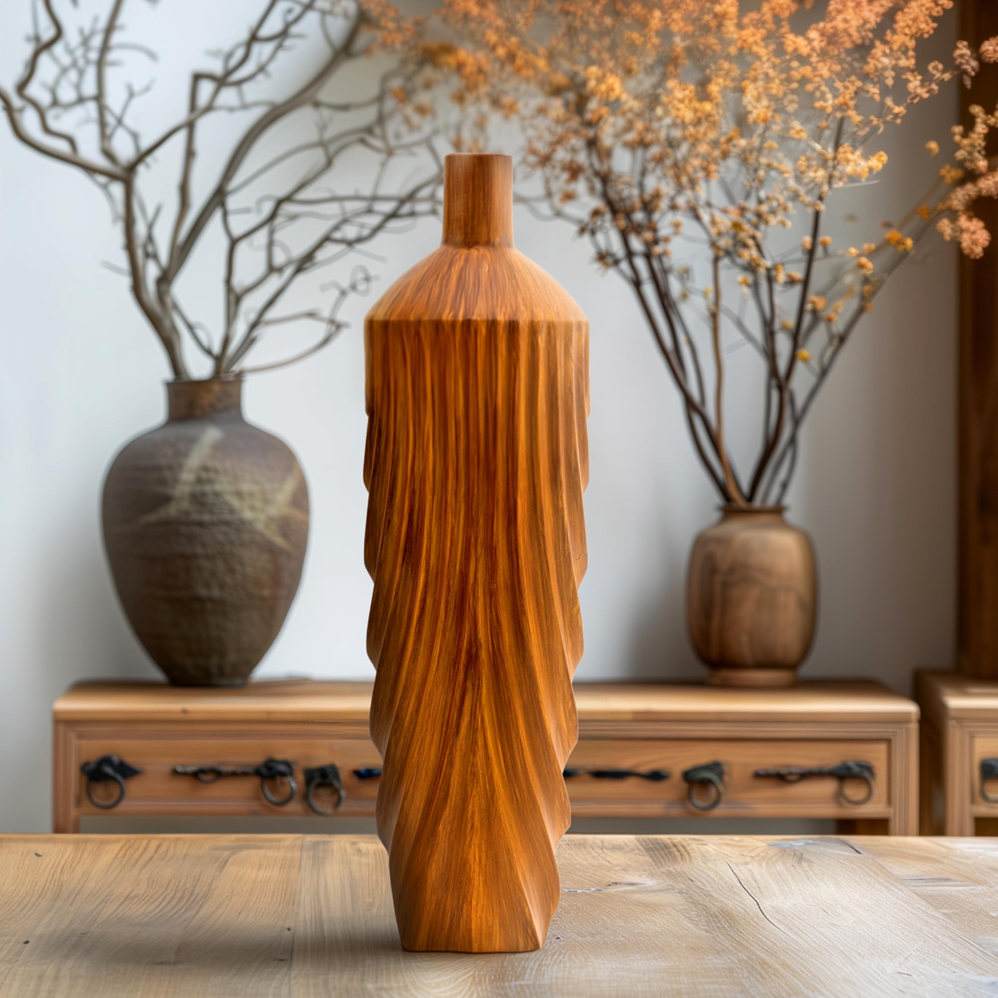 UMAI Polyresin Long Flower Vase for Corner | Decorative Item | Flower Vase Big Size | Antique Home Decor Items for Living Room, Office, Reception | Vase for Home Decor (Brown) (B0D4QTRR45) Amazon Price History, Amazon Price Tracker