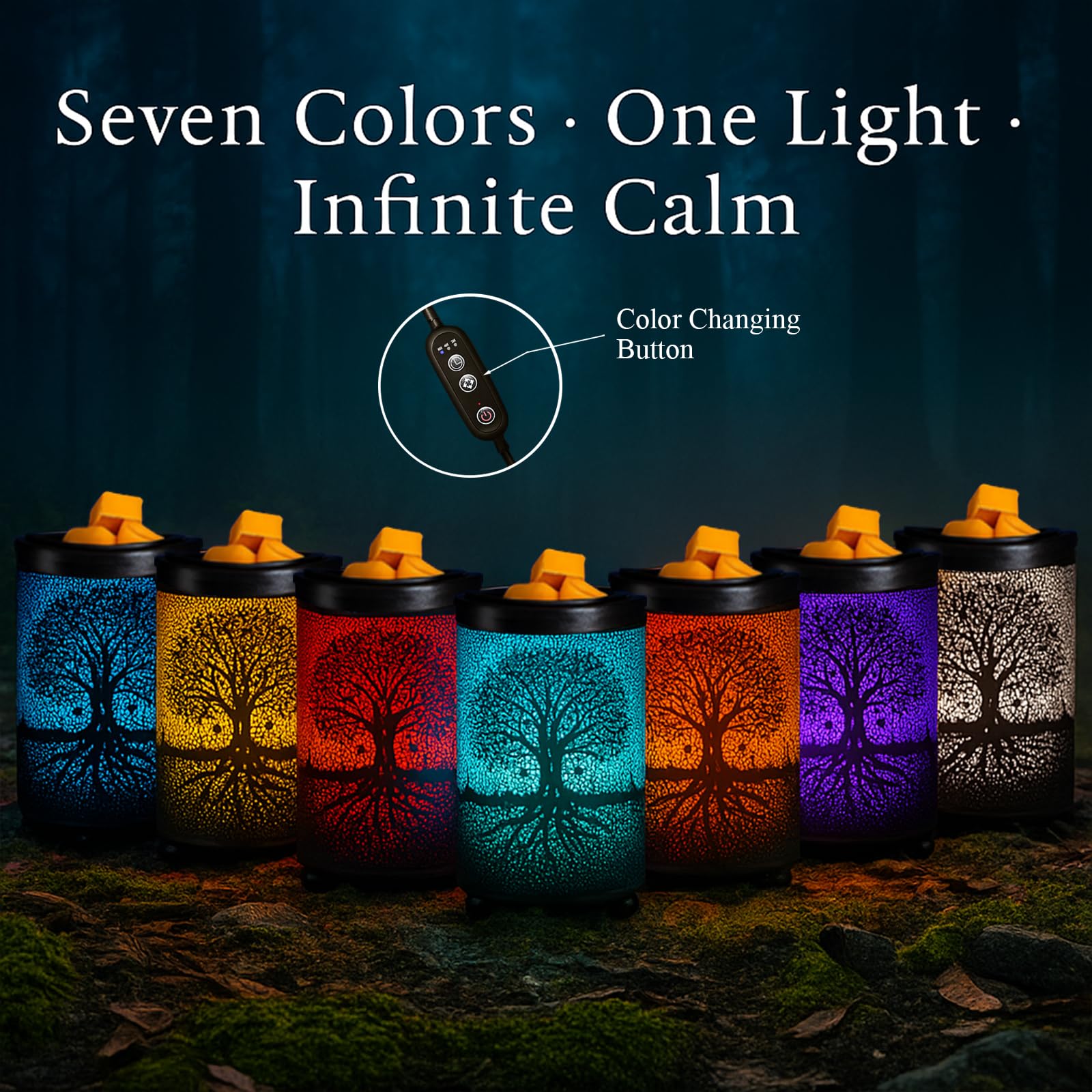 Leyoue Electric Wax Melt Warmer PTC Heating Plate with 7 Colors LED Changing Light Wax Warmer Fragrance Warmer for Home Office Gifts & Decor(): Life tree