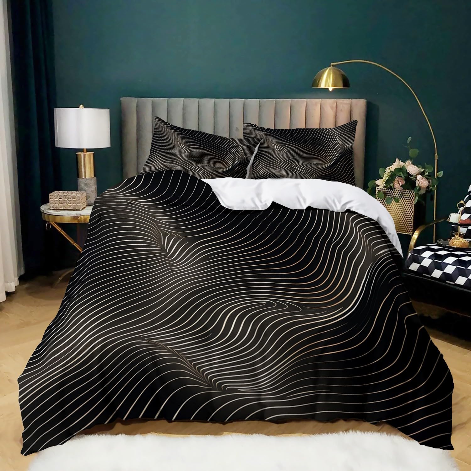 Housse de couette 220x240 pour lit 2 personnes style scandinave moderne