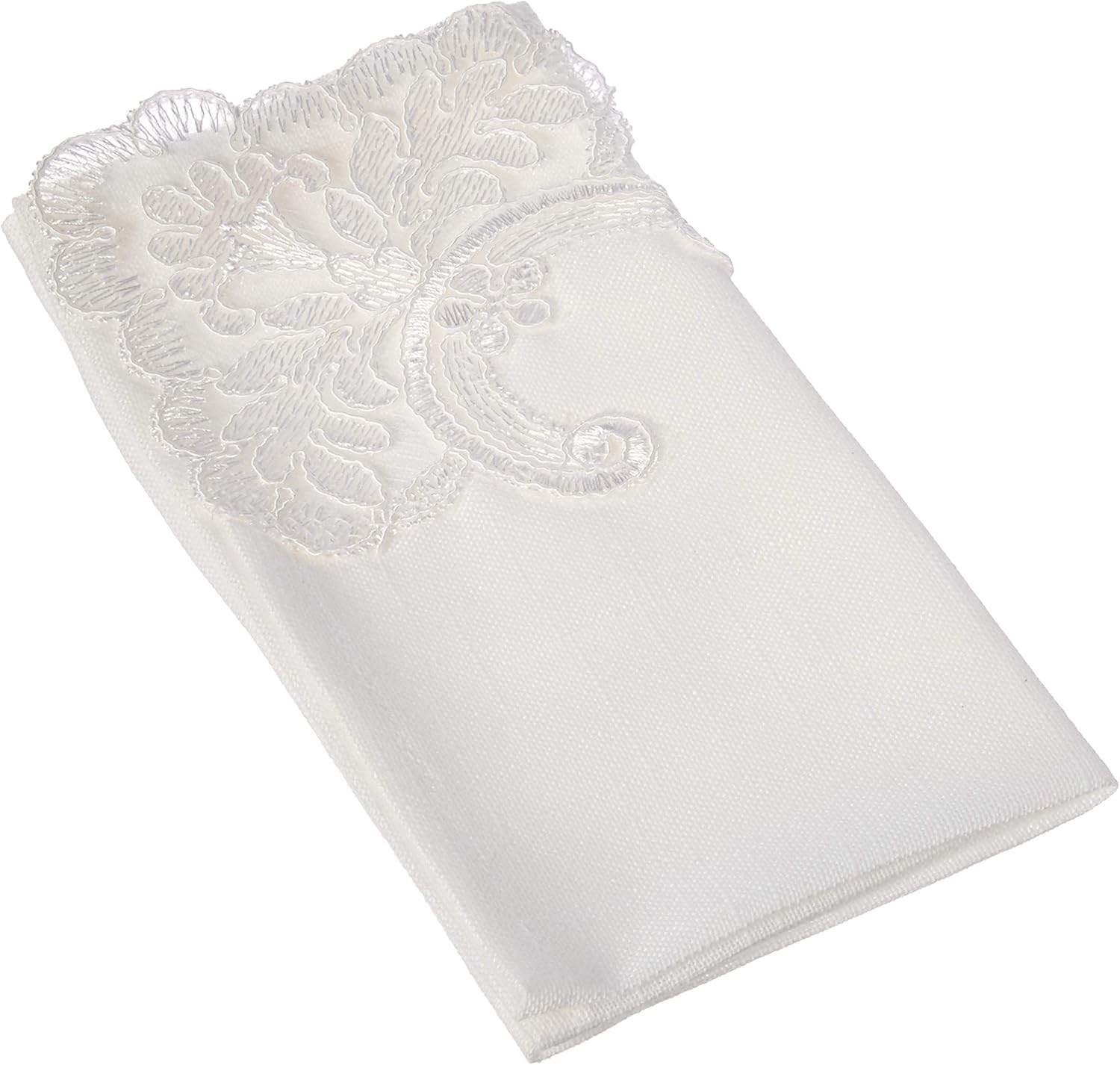 Violet Linen Imperial Embroidered Vintage Lace Design 18" X 18" Napkin- Set of 6 - in Cream