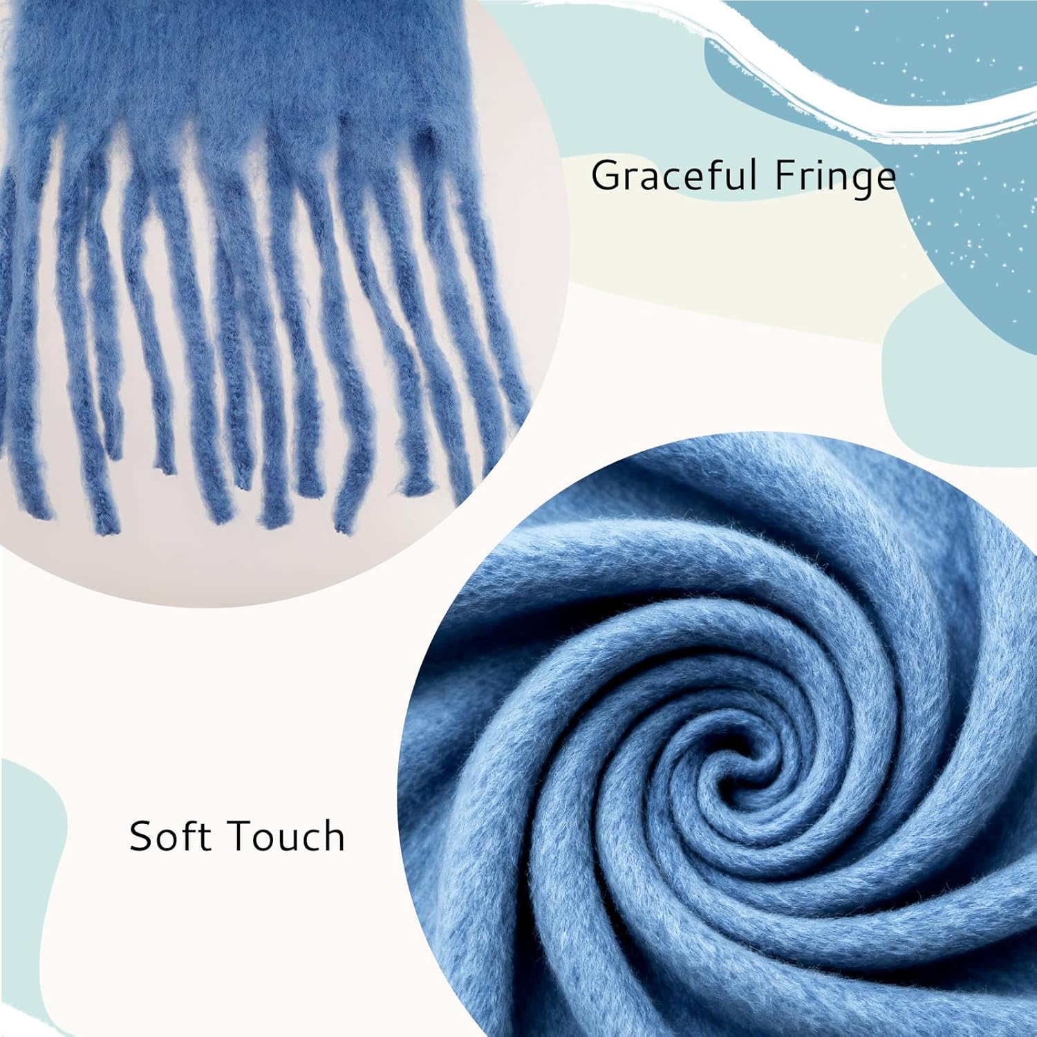 Blue Scarf Women Winter Large Long Chunky Blanket Wrap Shawl for Cold Weather Colorful Plaid Warm Scarves - Image 3