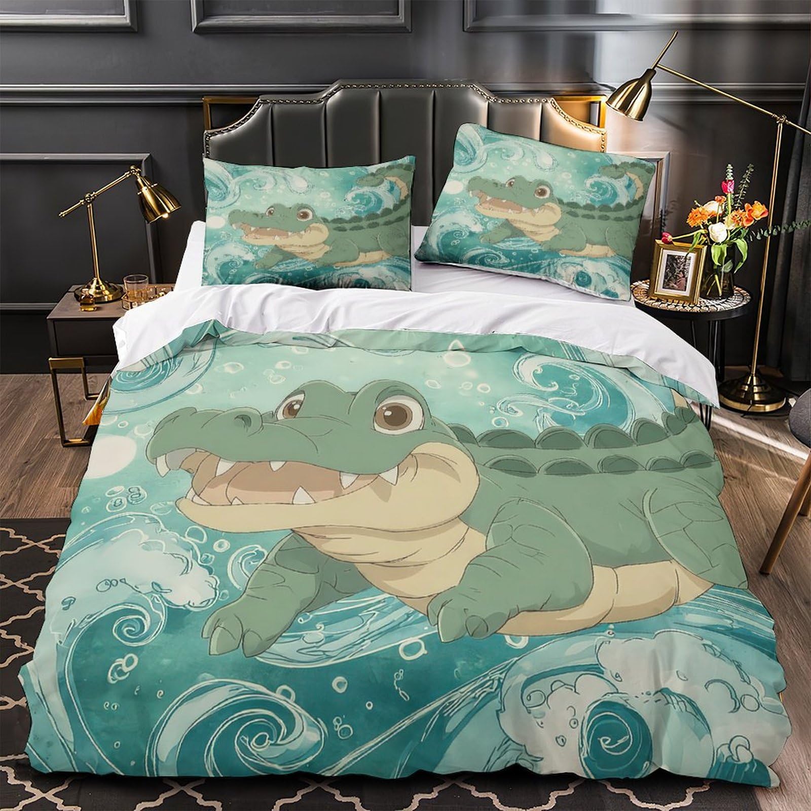 Parure de lit double imprimé 3D vache pour chambre d'ado confortable