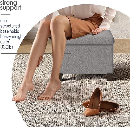 Miniatura 122 de Otomana plegable para dormitorio o sala de estar, con contenedores de almacenamiento, reposapiés para el extremo de la cama, soporta hasta 660 lb,