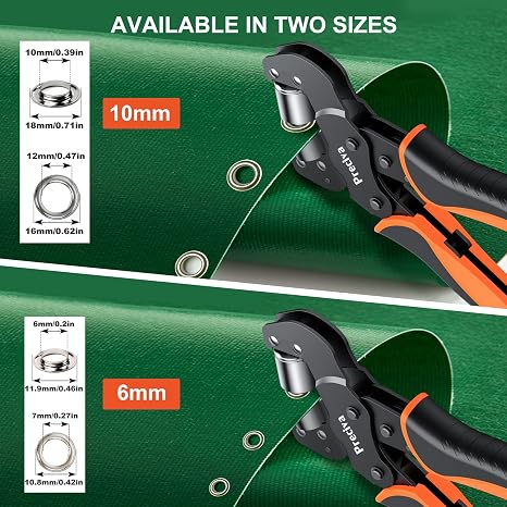 Grommet Tool Kit of 3/8 and 1/4, Preciva Interchangeable Double Head Handheld Grommet kit with 400pcs Silver Grommets for Advertising Poster, Banner, Ponchos, Cardboard