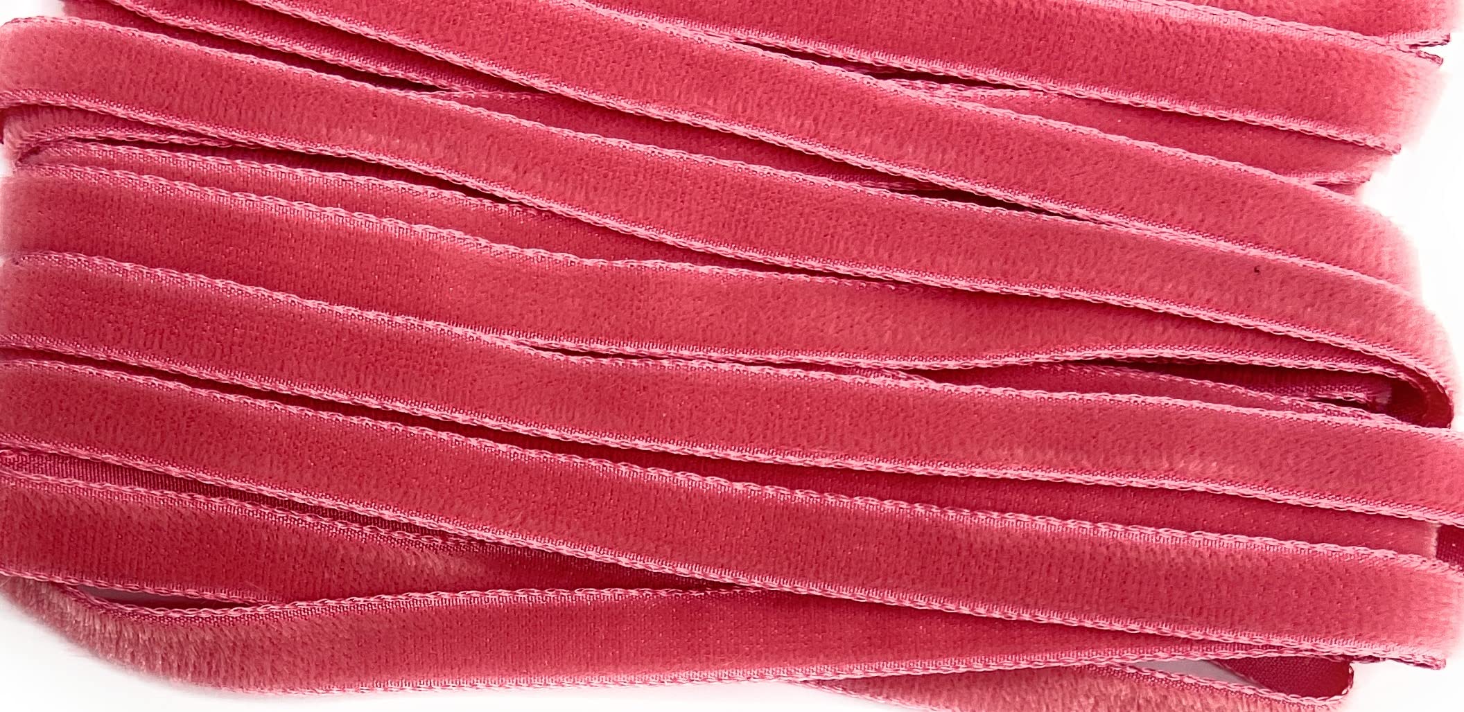 Katz Trimming / Trims Unlimited Vintage 3/8'' Velvet Ribbon Aralia Rose Pink n Velvet ,5 Yards-Made in France - Aralia 495 ( Yards)