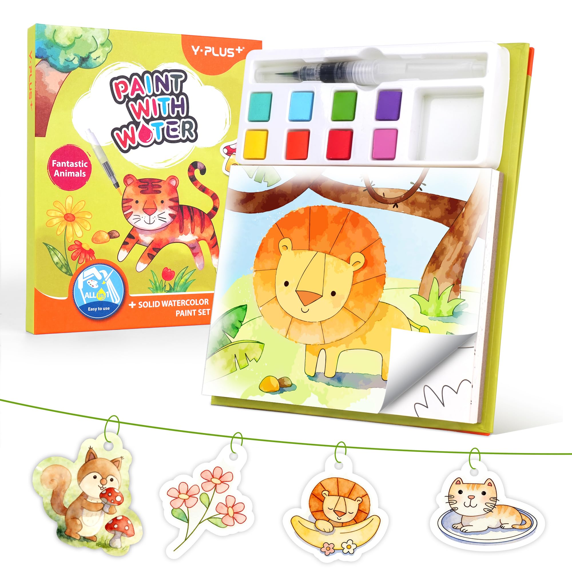 YPLUS Libro Pintar con Agua Niños 3-6 Años, Libro Acuarelas Niños Animales | Libro Pintar con Agua Reutilizable con Pincel, Regalo Creativo Sin Desorden,Juguete Educativo Ideal para Viaje y Manualidades