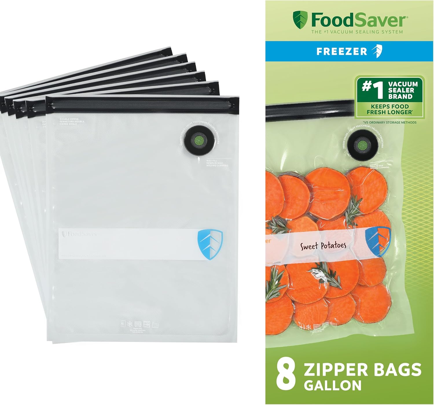 FoodSaver Vacuum Zipper Gallon Bags, 3.78 L, 8 Count