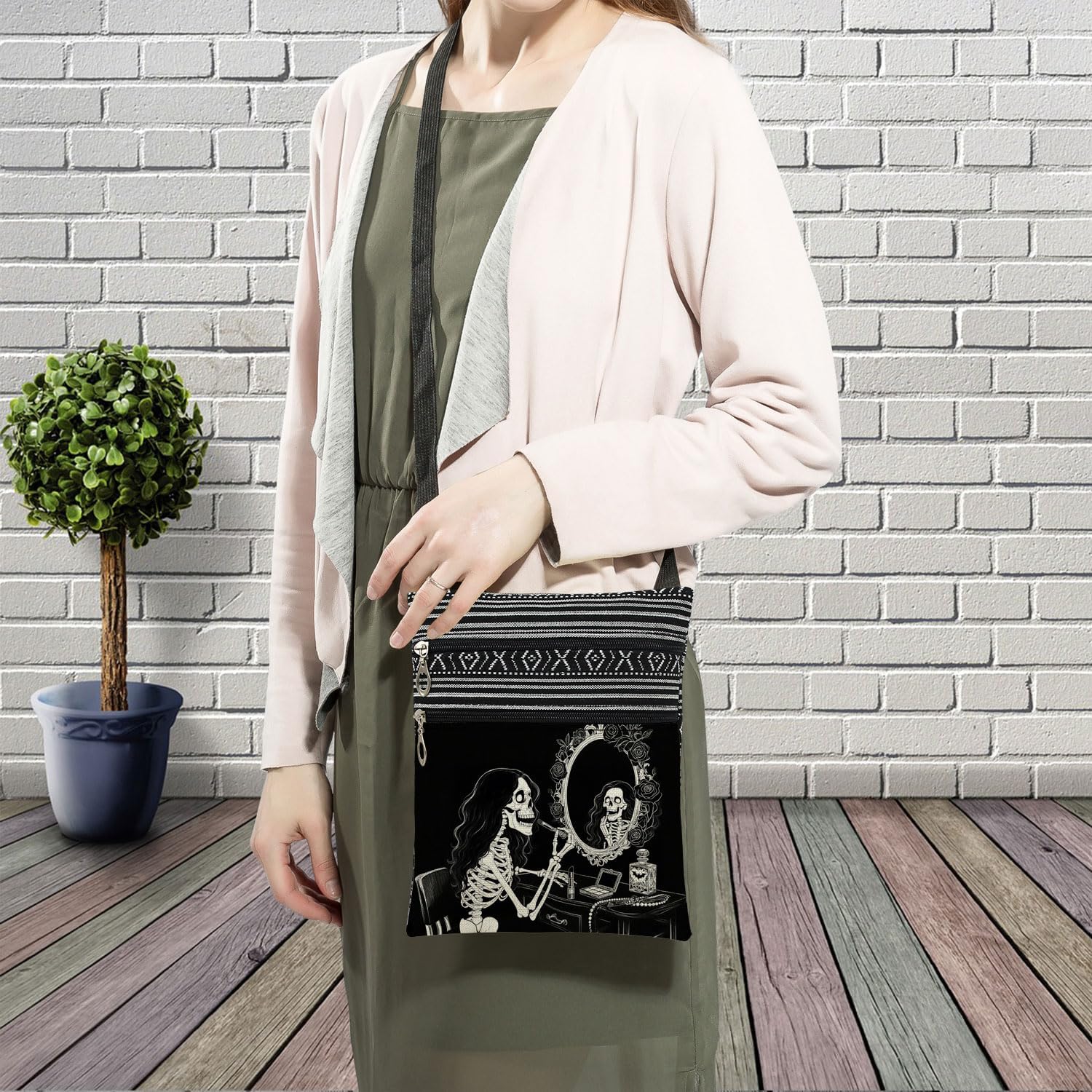 Funny Dressing Skeleton Printed Small Ethnic Crossbody Bag image 2