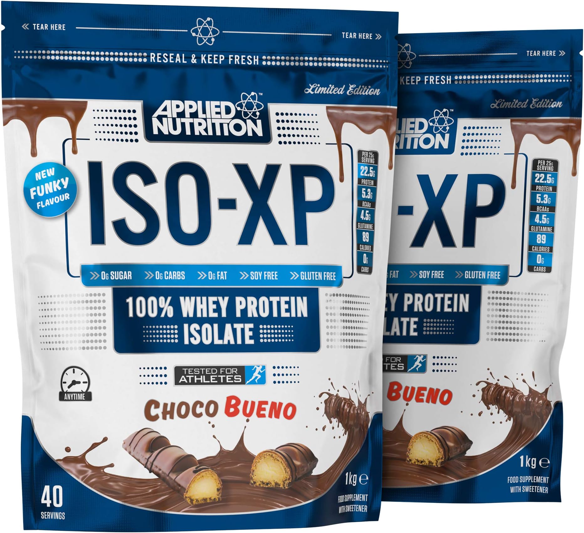 AN Health & Fitness ISO XP Funky Yummy Flavours Whey Protein Isolate Powder | Zero Sugar, Zero Fat, Soy Free, Gluten Free (Choco Bueno, 1kg)