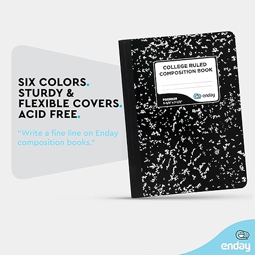 Miniatura 4 de Emraw cuaderno de composición con cubierta de estilo mármol de color blanco y negro, con 100 páginas de papel blanco con renglones angostos, 2