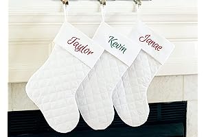 Personalized Christmas Stocking, 19” Green and Gold Embroidered Stocking