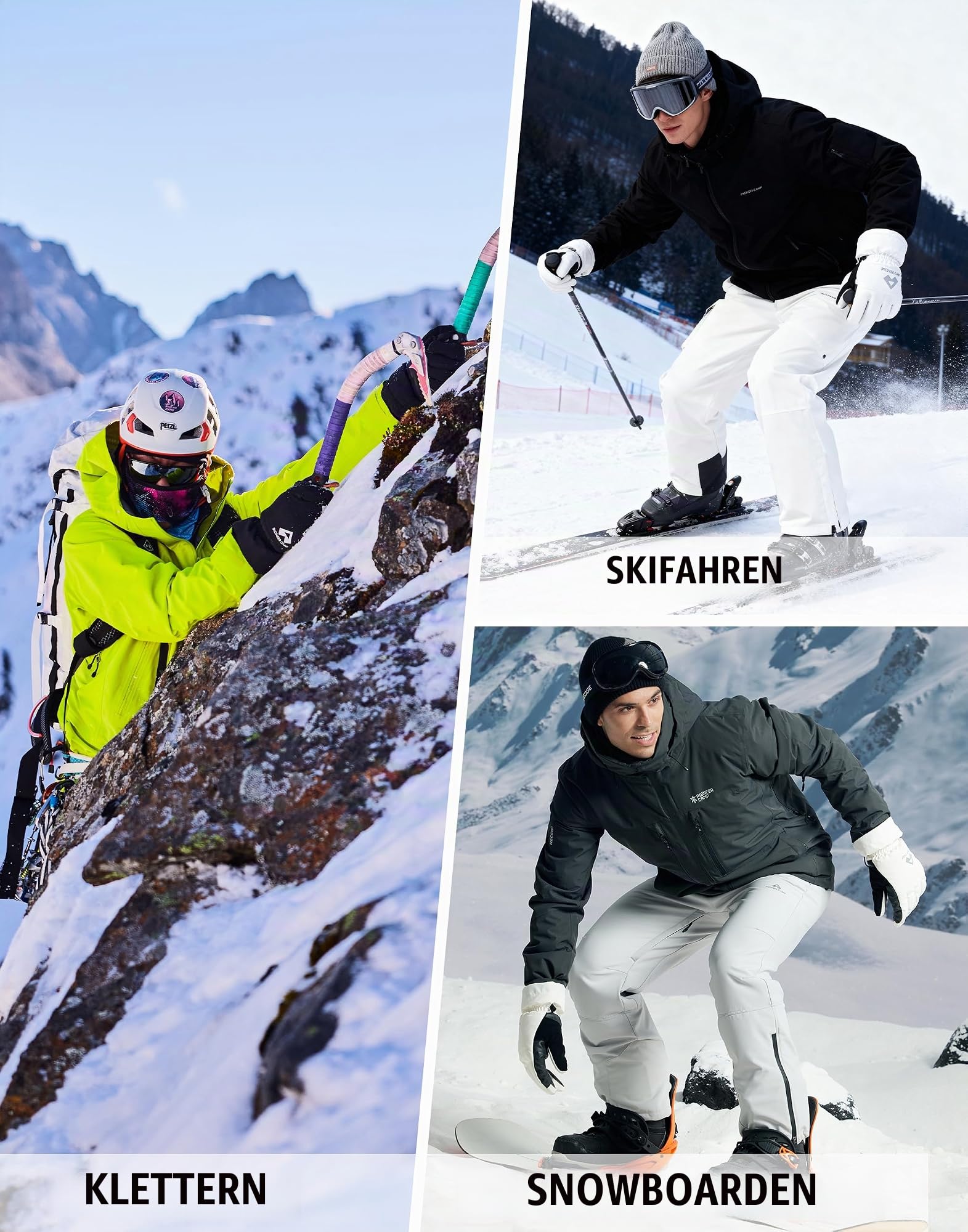 Pioneer Camp Skihandschuhe Primaloft® Gold Isolierung Warme Herren Damen, HIPORA® Wasserdicht Winterhandschuhe Touchscreen Dicke Thermische Wicking Insert, Laufen Skifahren Wandern Radfahren