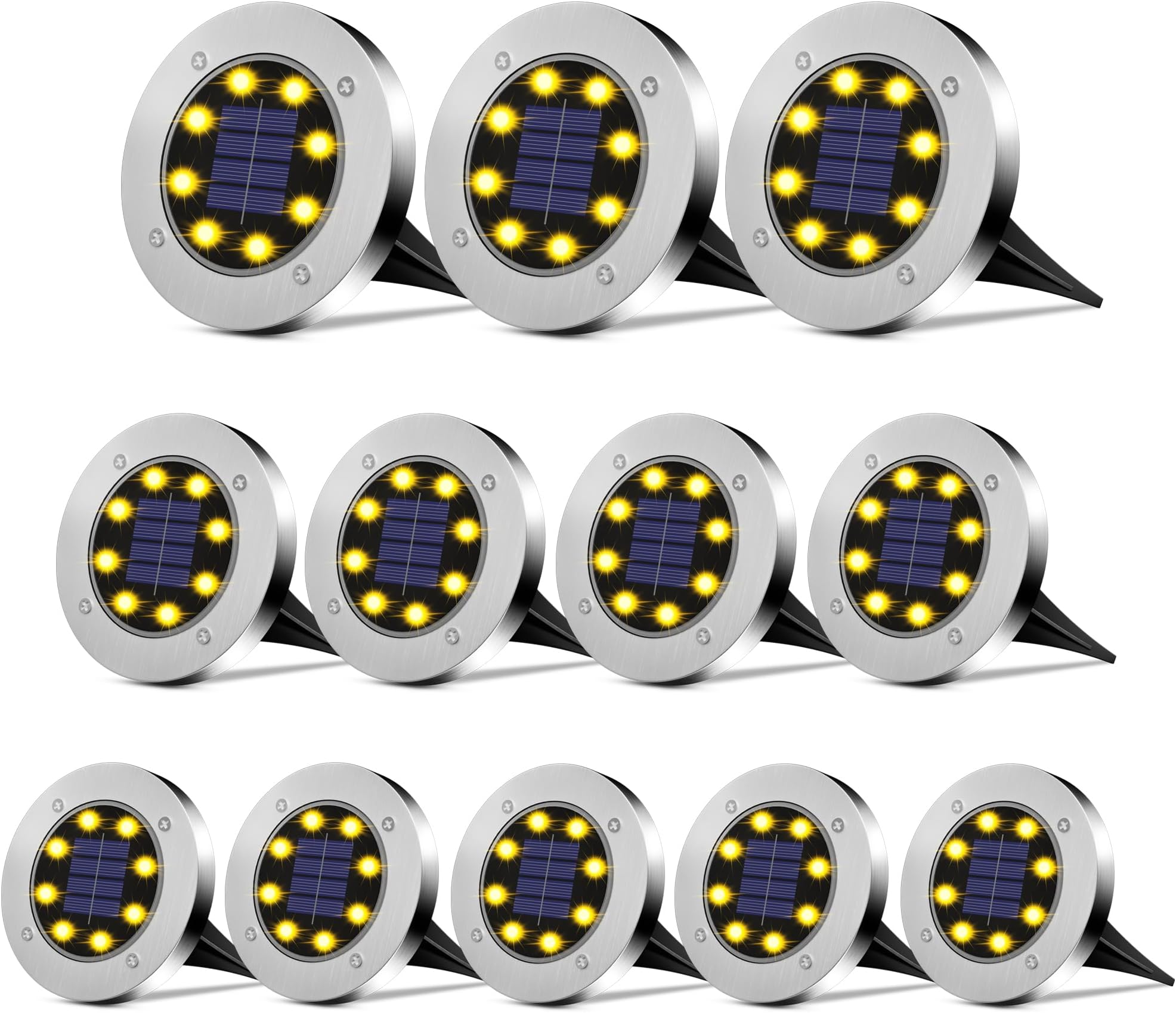 DUUDO Solar Lights for Outside 12Pack, Solar Garden Lights Waterproof Pathway Lights Bright In-Ground Lights Landscape Lighting Outdoor Garden Decor for Yard, Patio, Driveway, Walkway Warm Light