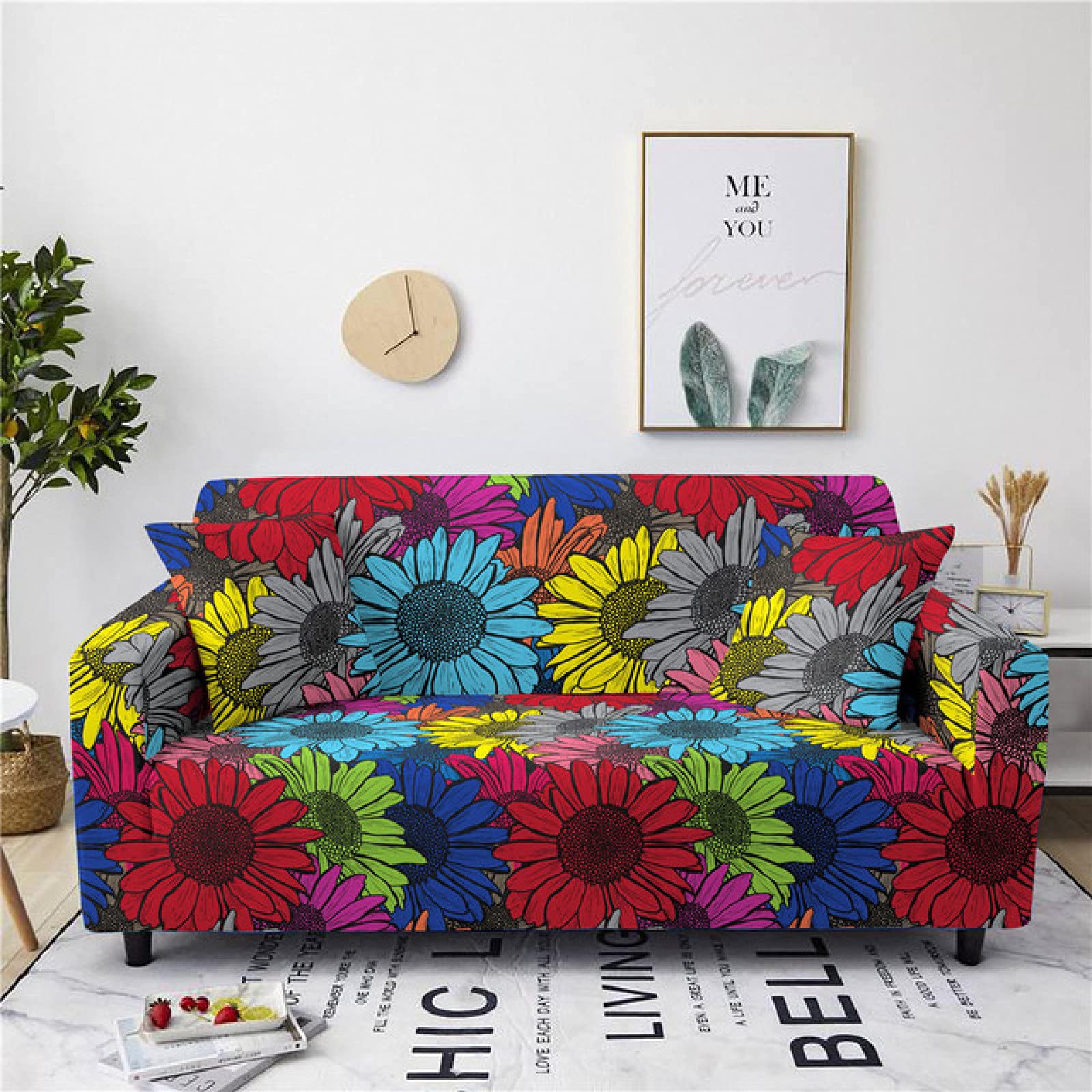 Flower Sofa Cover Polyester Elastic Leaf Sofa Cover for Living Room Couch Cover Sofa Towel 1/2/3/4-Seater Slipcovers Protector