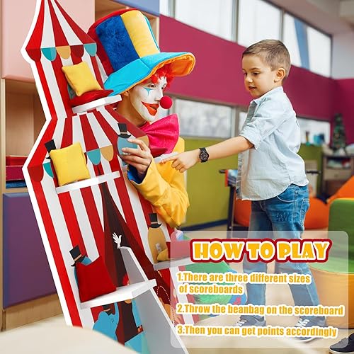 Miniatura 4 de Juego de lanzamiento de bolsas de puf de carnaval, decoración de fiesta de carnaval, 1 juego de tableros de cornhole de madera con 8 bolsas de