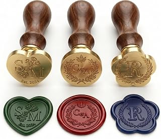 KAINSY Custom Wax Seal Stamp, Personalized Name Logo Sealing Stamp, Brass Wax Stamp for Wedding Invitations Envelopes Gift Cards Party Favors, Custom Wax Seal for Letters Packaging Handmade Crafts