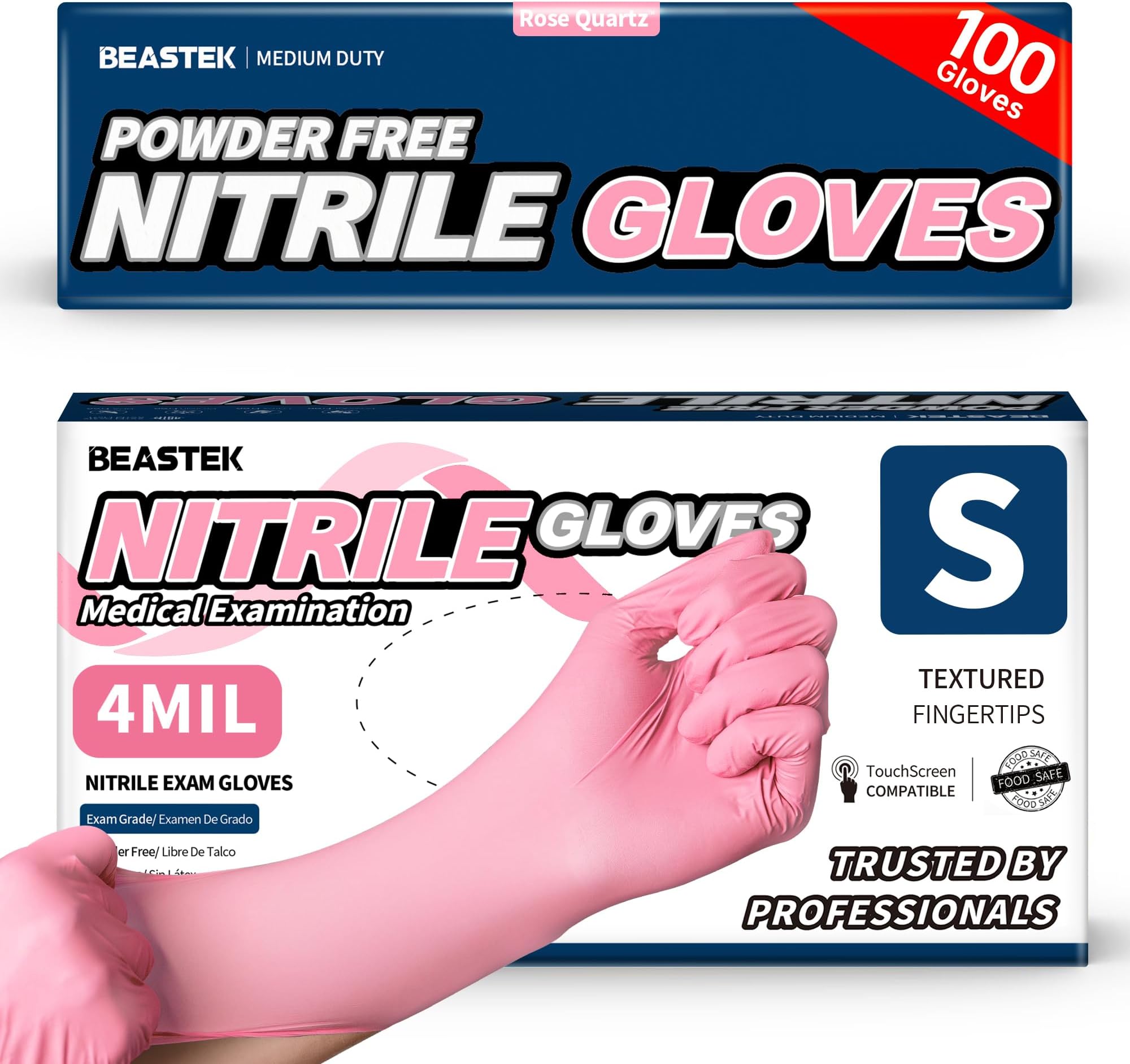 Beastek Nitrile Disposable Exam Gloves, 4Mil 100 Ct Powder-Free Latex-Free Food-Safe for Cooking Medical Esthetician, Orchid