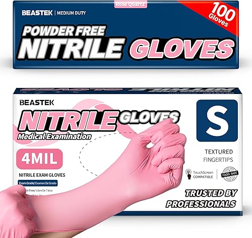 Miniatura 8 de Beastek Nitrile Disposable Exam Gloves, 4Mil 100 Ct Powder-Free Latex-Free Food-Safe for Cooking Medical Esthetician, Orchid