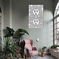 Vista 5 de 4 piezas de diamantes de imitación plateados brillantes para placas de pared, cubierta de interruptor de luz, cubierta de salida de diamantes