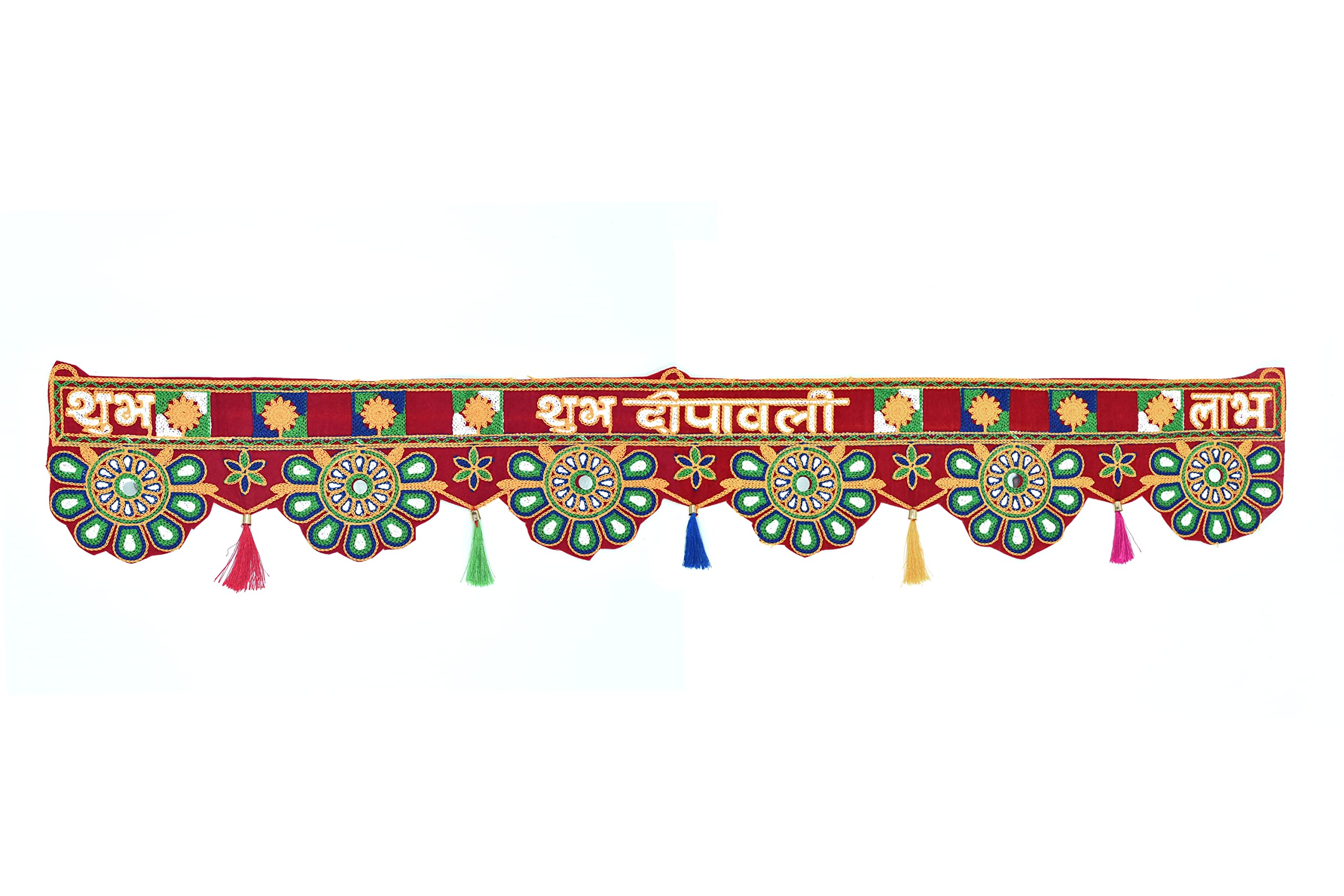 CHOTTEY LAL AND SONSHandmade Shubh Labh Door Hanging Toran for Decoration Items Traditional Art Hanging Bandarwal for Pooja Room & Festival Décor