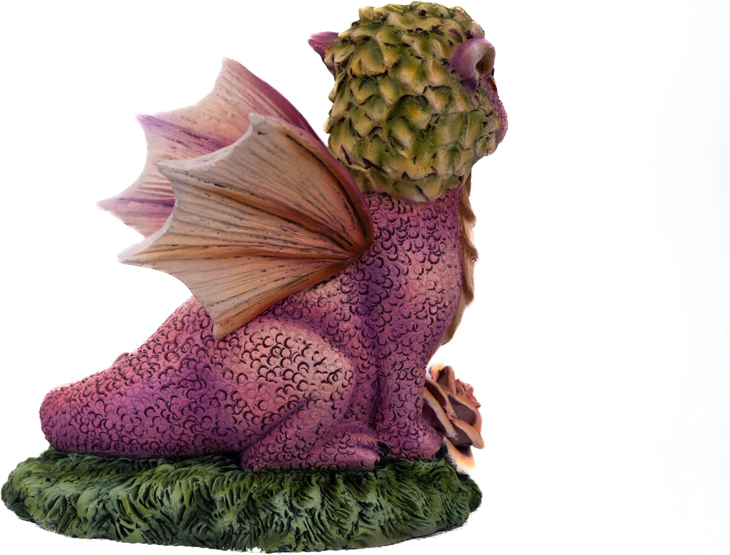 Cute Pink Baby Dragon Statue - Collectible Figurine with Peach Roses, Resin Fantasy Decor for Home Office Desktop Ornament (4.72 Inch)