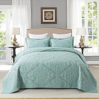 Vista 23 de Travan Juego de Edredón de 3 Piezas Colcha Acolchada Ligera Juego de Cubrecama Reversible con Estampado Floral Juego de Ropa de Cama Acolchada
