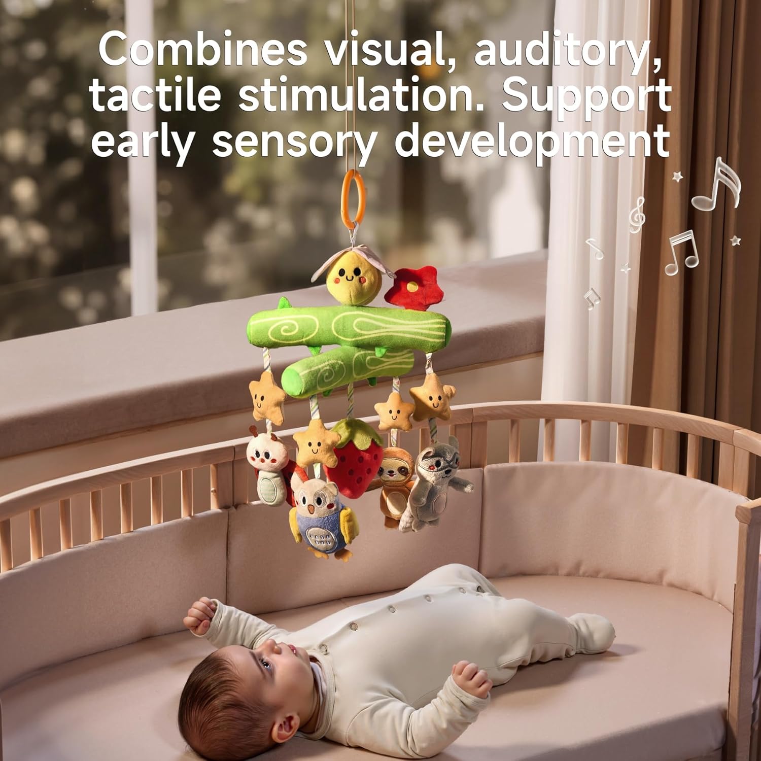 TUMAMA Baby Toys 0 3 6 12 Months, Crib Mobile Toys Bee Toy with Squeaky, Crinkle, Rattle, Montessori Newborn Sensory Baby Gym Stroller Crib Hanging Toy
