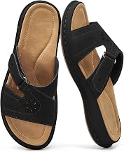 Womens Casual Slide Sandals: Adjustable Fit & Non-Slip Rubber Outsole for Errands - Arch Support & Cushioned Memory Foam Insole for Outdoor & Indoor Comfort - For Busy Women