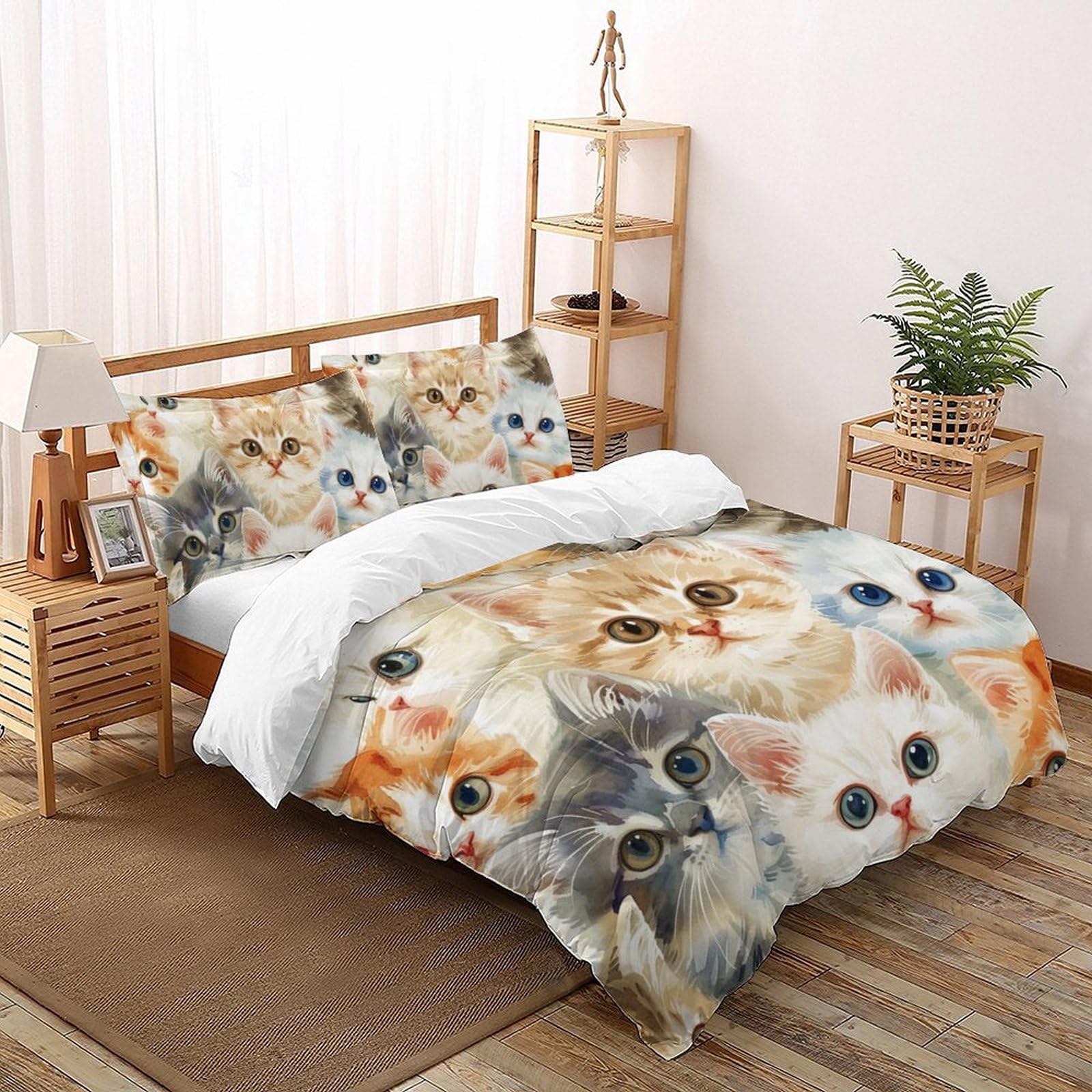 Housse de couette cartoon cat finie la couette qui glisse avec la fermeture éclair