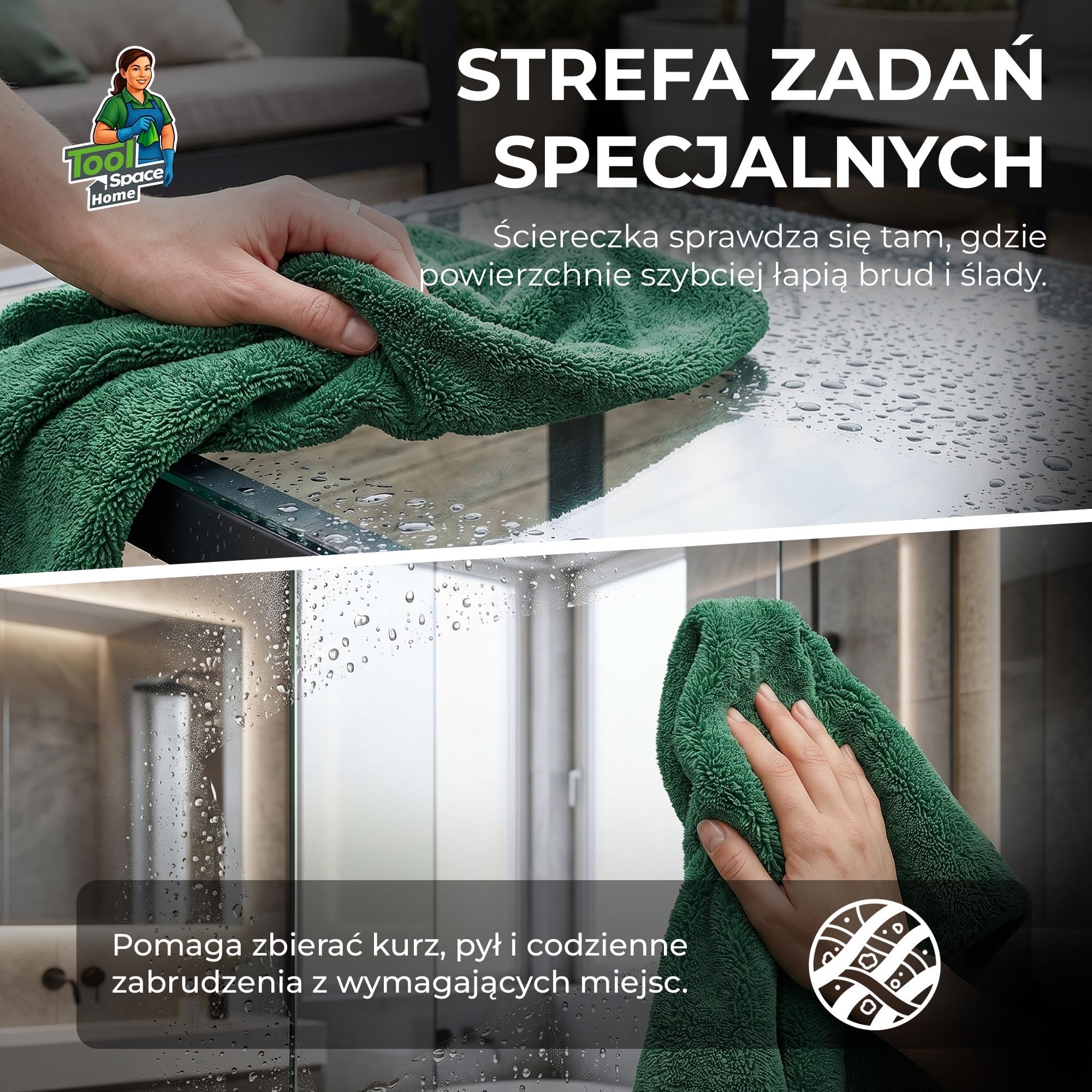 ToolSpace Ręcznik Samochodowy z Mikrofibry 60x90cm 2 szt. 1300 gsm do Osuszania Auta Lakieru Szyb Karoserii Chłonny Miękki Wielorazowy Bez Smug Premium Detailing Mycie Samochodu Mikrofibra Gruby Duży