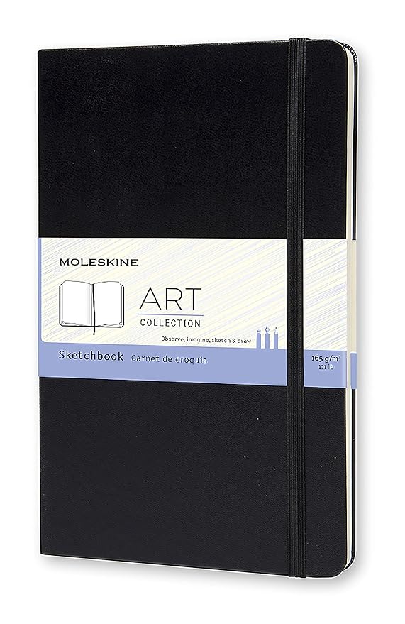 Moleskine Art Plus Sketchbook, Large, Plain, Black, Hard Cover (5 x 8.
