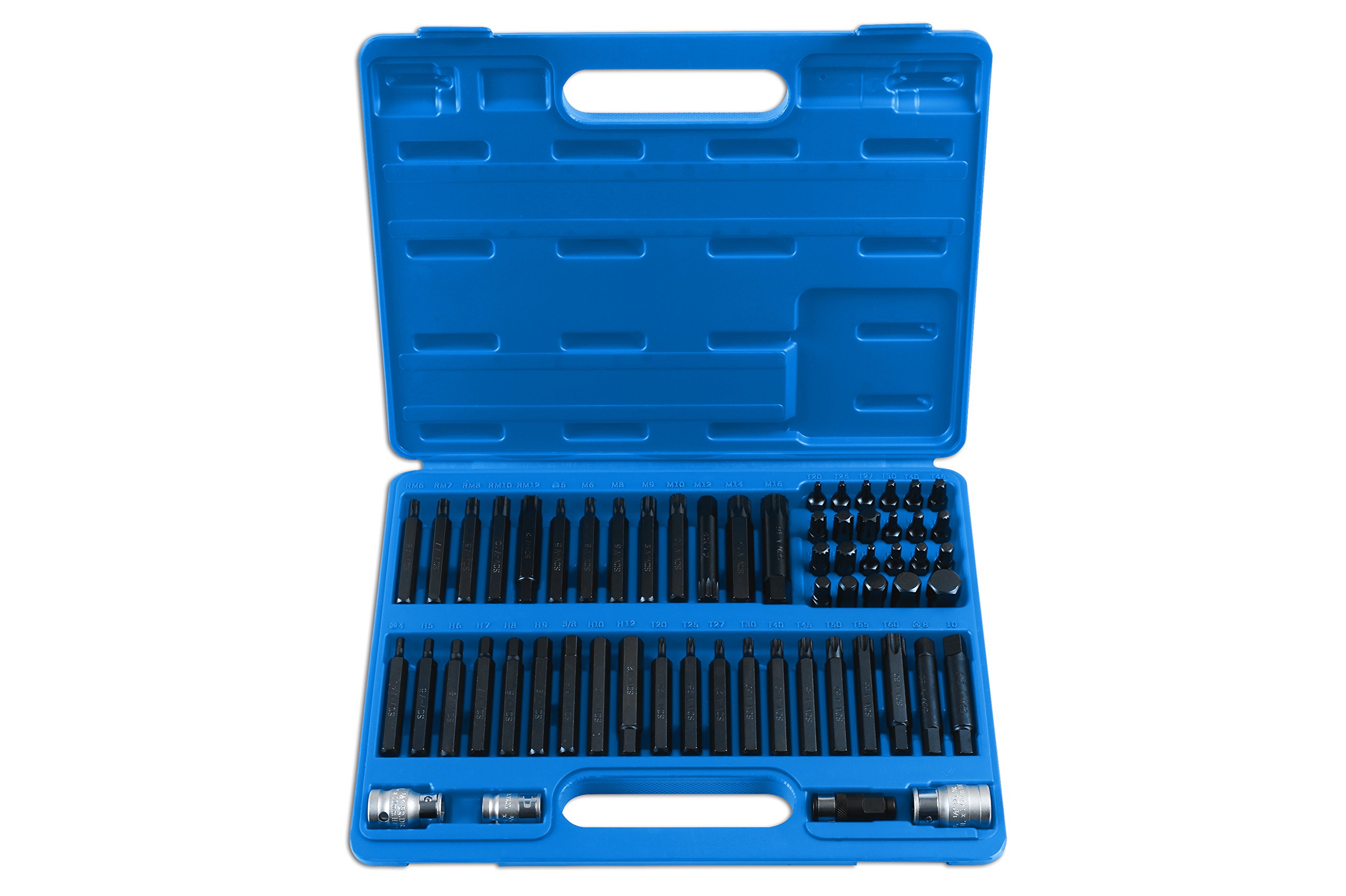 Laser 7012 Professional Bit Set 3/8"D, 1/2"D 60pc, Black With Blue Case, Variety Pack