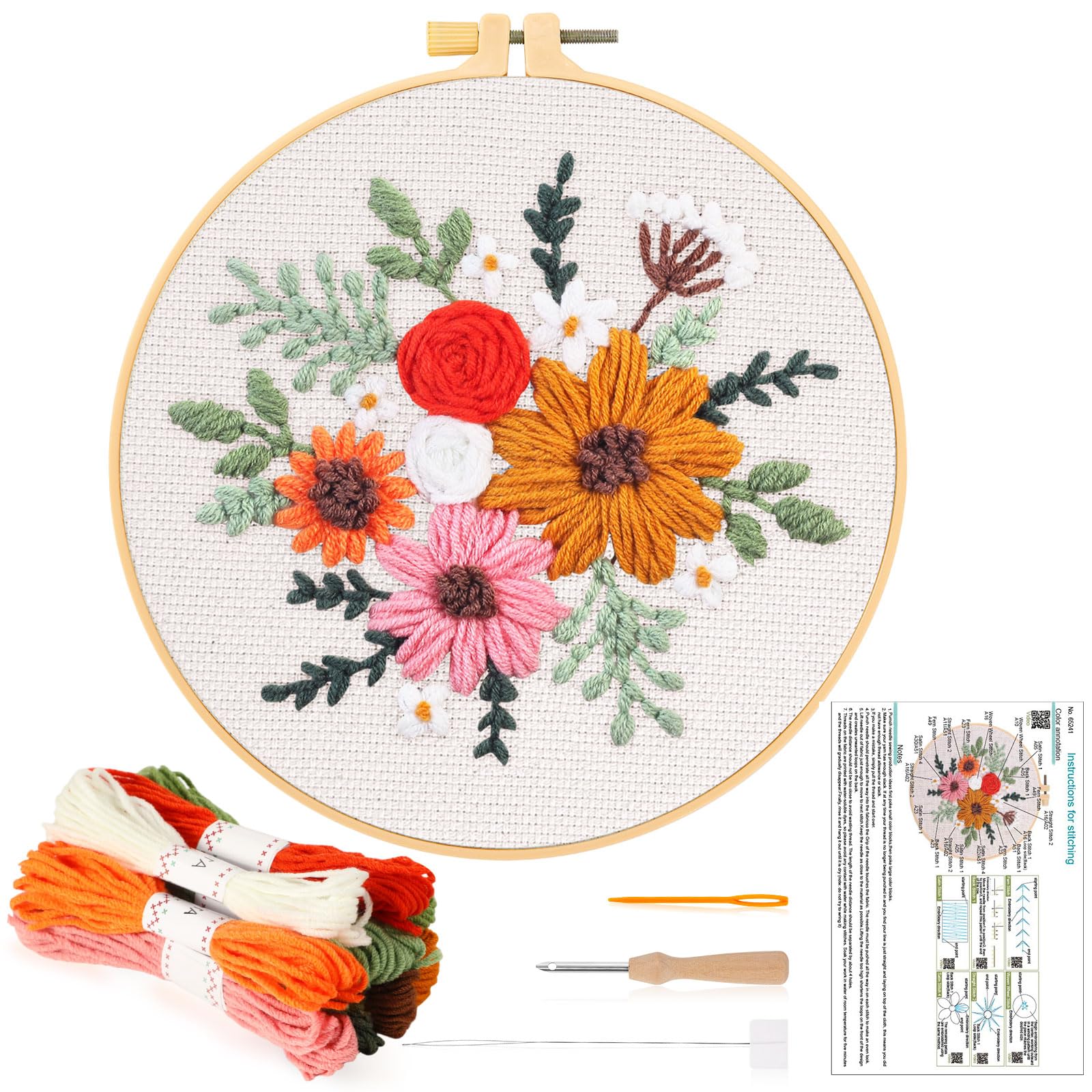 jsrqt kit démarrage punch needle floral