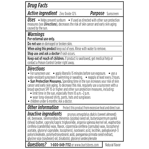 Miniatura 8 de Burt's Bees Bálsamo labial SPF 30, playas y crema, cuidado solar resistente al agua, fórmula de óxido de zinc libre de nano, tratamiento labial