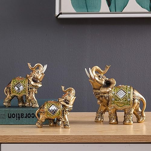 Miniatura 2 de Estatua de elefante, escultura de elefante de Feng Shui, figura de riqueza de la suerte para el hogar, oficina, tienda, decoración de regalo (verde,