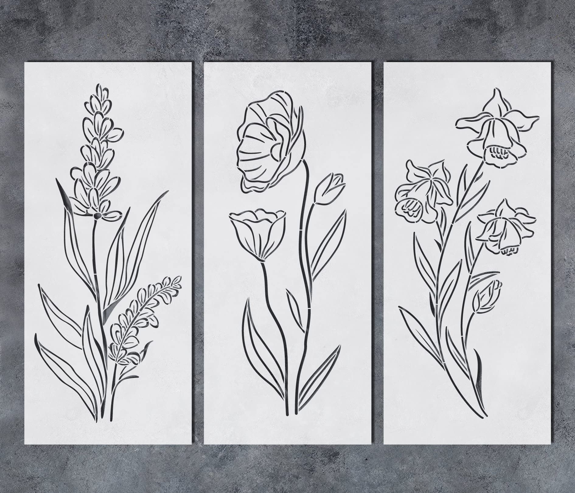 Amazon.com : GSS Designs Tall Wildflower Stencils for Painting Large Flower 7x16Inch Flowers Stencil Bouquet Painting Stencils for Wood Wall Canvas : Arts, Crafts & Sewing