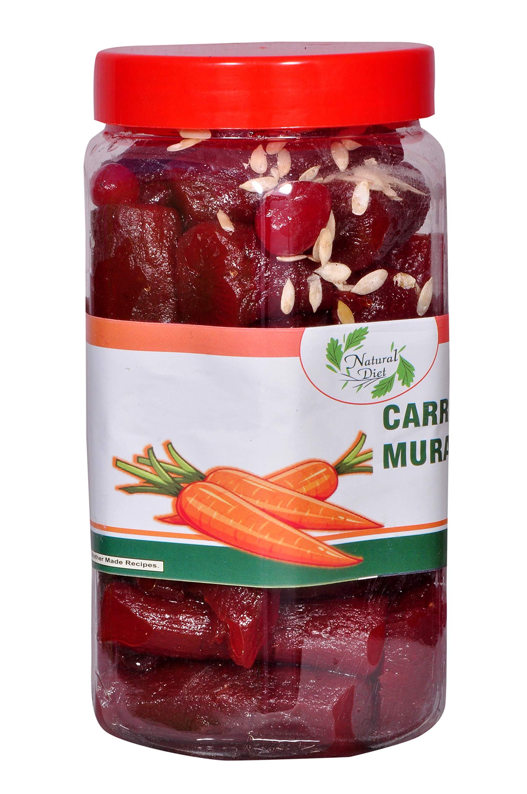 Natural Diet Mother Made The Real Taste of Maa Ka Hath Ka Swad Organic Sweet Carrot Murabba Pieces Without Syrup with Mother's Love 900 grams 1