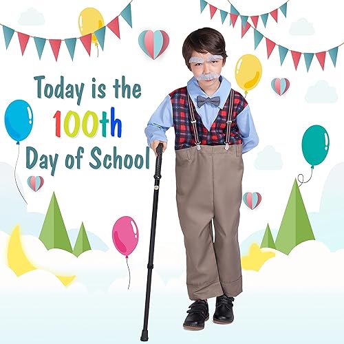 Miniatura 4 de Rabtero Disfraz de anciano para niños, disfraz de anciano para niños, disfraz del día 100 de escuela, disfraz de abuelo para niños de 4 a 10 años