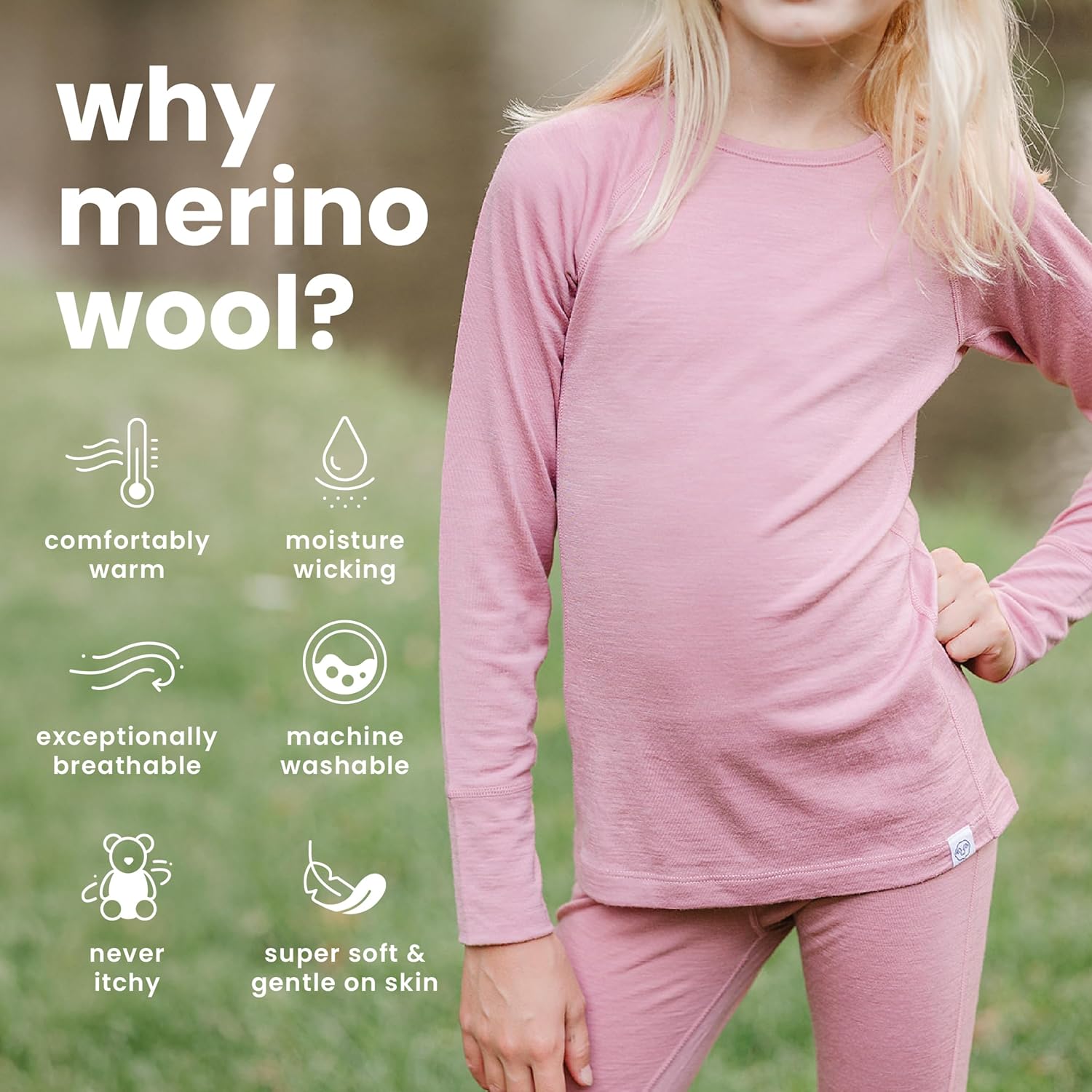 Woolino Merino Wool Base Layer for Kids - Super Soft Kids Long Sleeve Thermal Top - All Natural Base Layer Shirt - Image 5