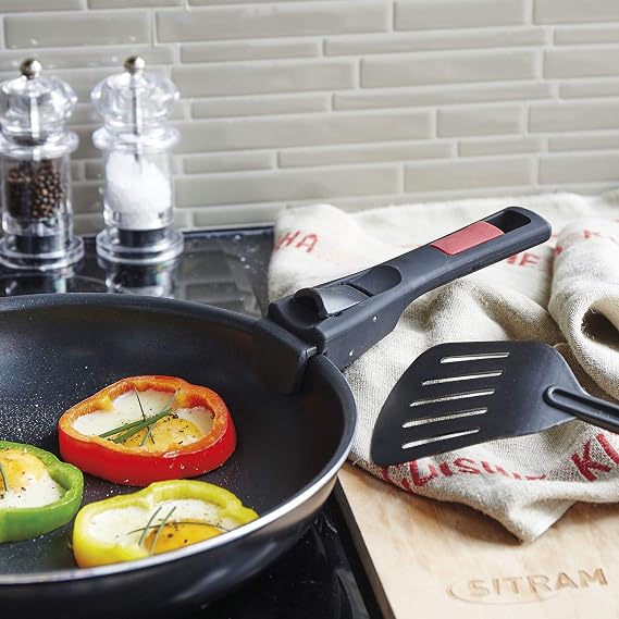 Sitram Set of 3 Pans with Removable Handle, Black