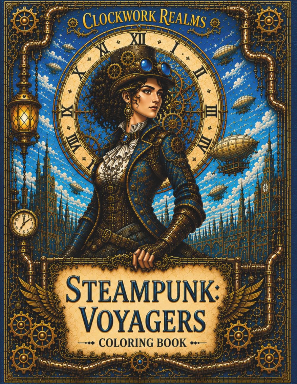 Steampunk: Voyagers: Clockwork Realms: A Coloring Book of Adventurers, Inventors, and Mechanical Worlds