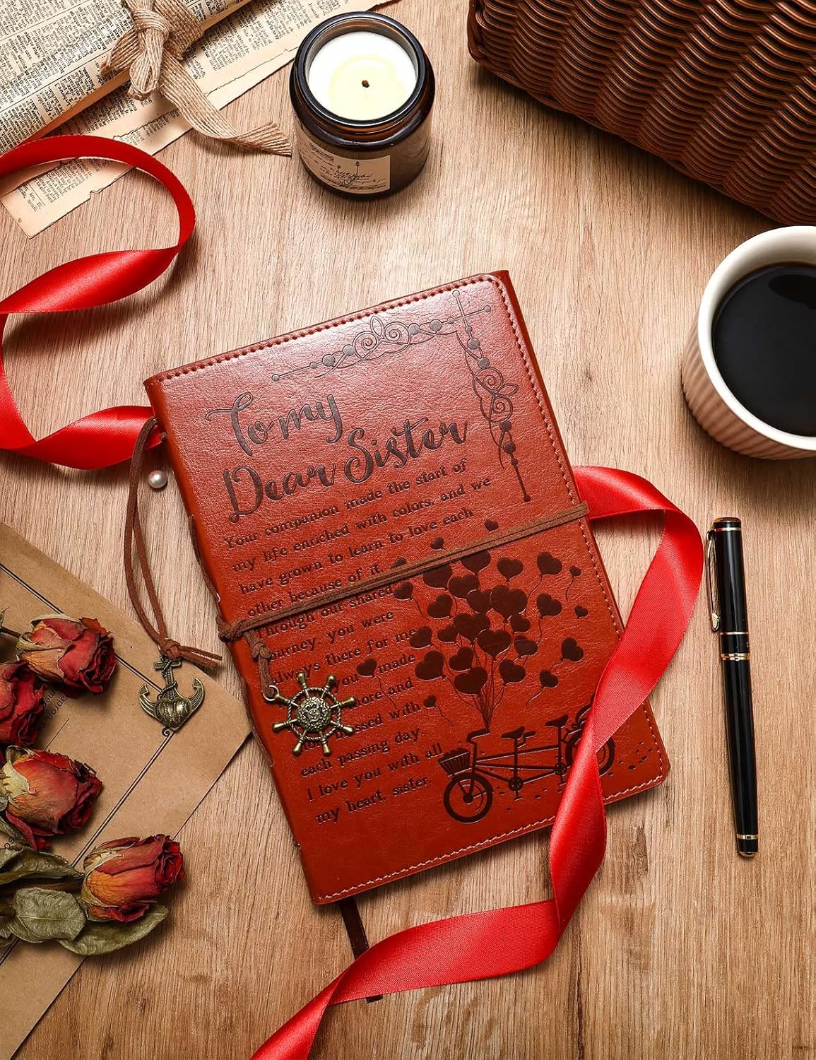 AISBUGUR Sisters Gifts from Sister to Sister Leather Journal Sister Birthday Gifts from Sister 192 Page Refillable Travel Journal Sister Gifts for Christmas Graduation