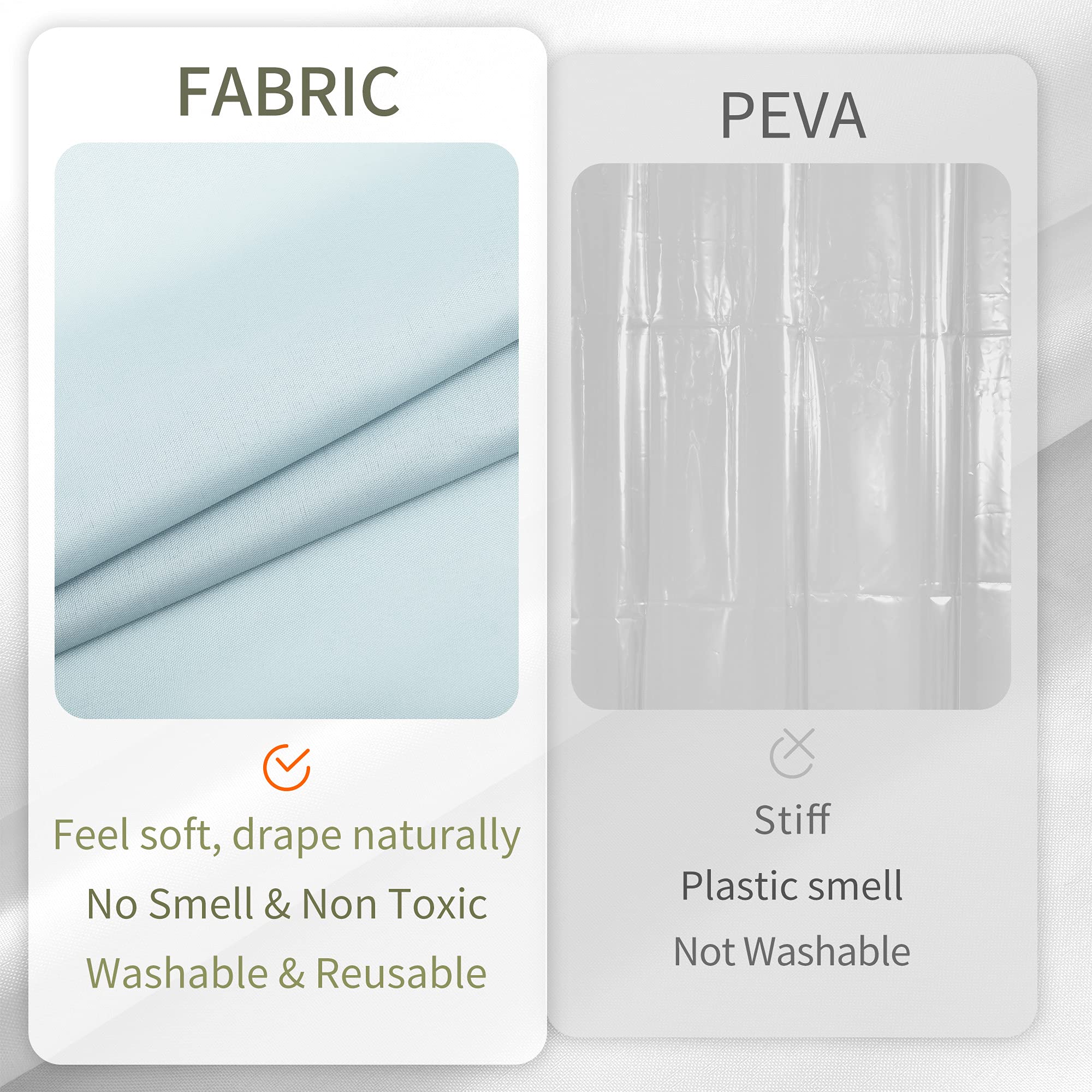 ALYVIA SPRING Waterproof Fabric Shower Curtain Liner, Washable Cloth Shower Curtain for Bathroom - Standard Size 72x72, Blue - Image 4
